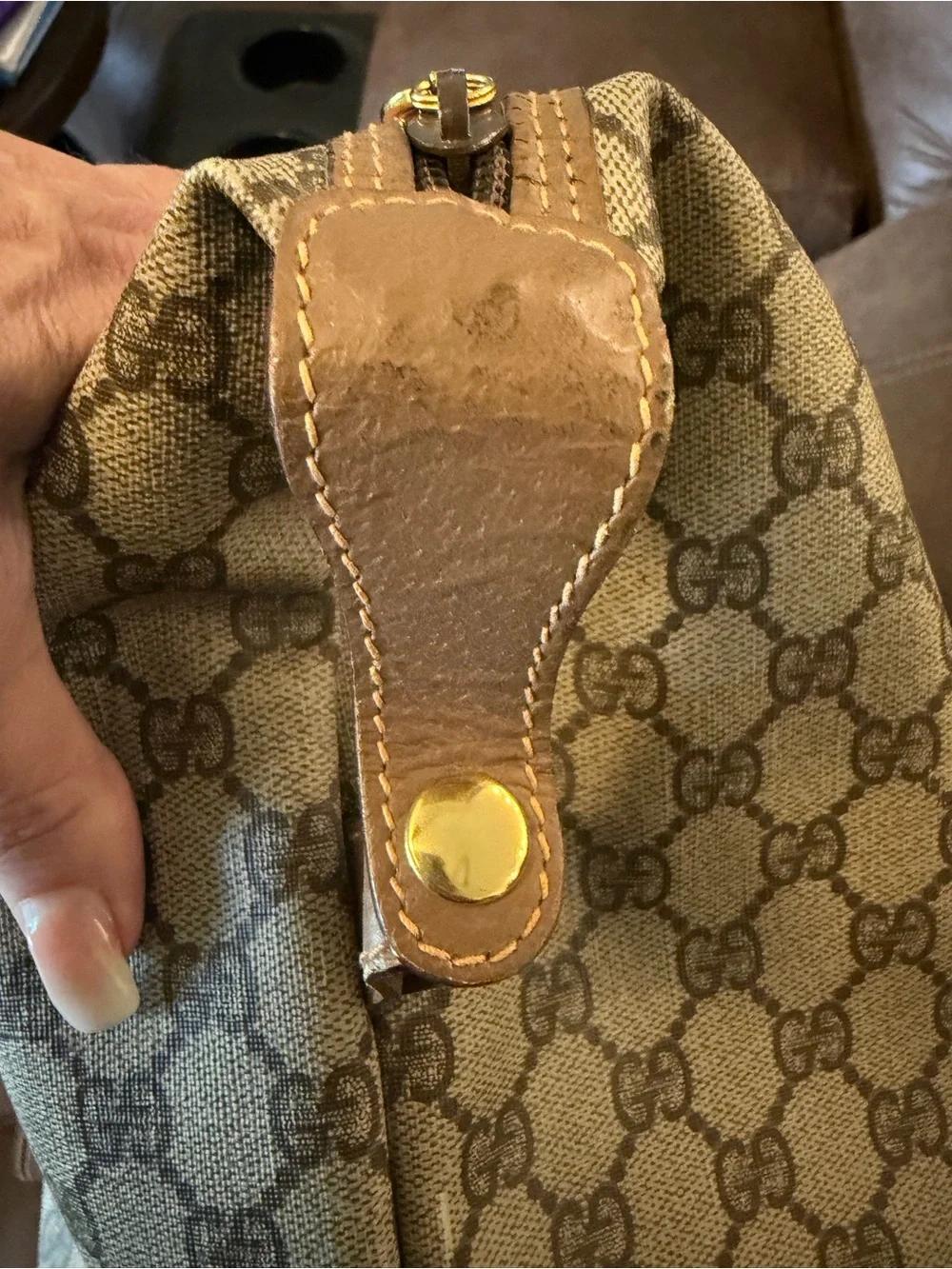 Gucci Beige Brown GG Supreme Canvas large travel tote